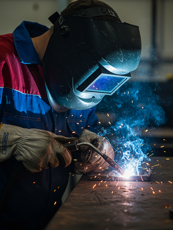 Soldador profesional trabajando